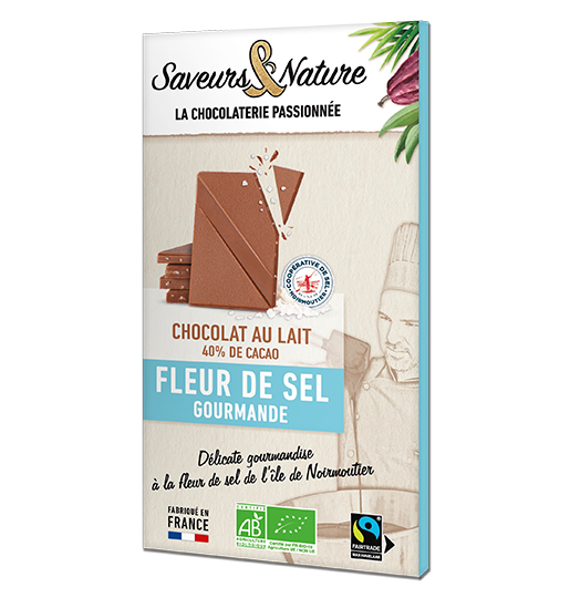 Découvrez l'équilibre parfait entre la douceur du chocolat au lait 40% et la subtile saveur de la fleur de sel de Noirmoutier dans cette tablette de 80g.